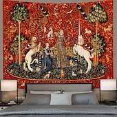 abordables Tapiz Medieval-Tapiz de Dama Medieval Pintura Tapiz de la Edad Media Arte de Pared Gran Tapiz Decoración Murales Fotografía Fondo Manta Cortina Decoración para el Hogar Dormitorio Sala de Estar