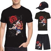 halpa Sarjakuva- ja elokuvahahmografiikka-One Piece Apina D.Luffy T-paita Shortsit Lippalakki Painettu Kuvitettu Käyttötarkoitus Miesten Aikuisten Kuuma leimaus Rento / arki