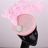 billiga Hattar och fascinators-fascinators hattar Huvudbonad Lin Formell Kentucky Derby Hästrace Damernas dag cocktail Elegant Mode Glam Med Fjäder Hårbonad Huvudbonader