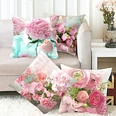 abordables style floral &amp; végétal-Fleurs double face taie d&#039;oreiller 4 pc doux décoratif carré taie d&#039;oreiller taie d&#039;oreiller pour chambre salon canapé canapé chaise