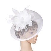 お買い得  ファシネーター-魅力的な人 帽子 ヘッドピース シナメイ フォーマル ケンタッキーダービー 競馬 レディースデー 教会 エレガント ヴィンテージ ゴージャス と フェザー かぶと 帽子