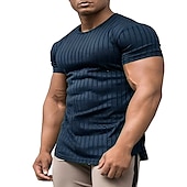 Men's T Shirt Cool Shirt Short Sleeves Crew Neck Summer Striped Designer Basic Modern Contemporary Vacation Street Going out Black White Wine Top Tee for Men 13