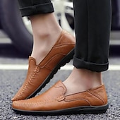 halpa Miesten loaferit ja nauhattomat kengät-Miesten Mokkasiinit Mokkasiini Comfort-kengät Vapaa-aika ulko- Päivittäin Tekonahka Hengittävä Loaferit Musta Ruskea Kevät