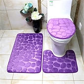 billiga 3PC Badrumsmatta set-3 st badmatta halkfria badrumsmattor, ultramjuk halkfri badmatta och absorberande badmattor, inkluderar u-formad konturmatta, toalettlocksöverdrag