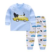 billiga Kläder för pojkar-unisex hoodie för barn &amp; byxa kläder set 2 delar långärmad mörkblå tecknad djur bomull ledig komfort 2-6 år