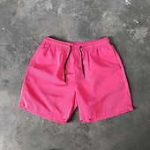 お買い得  男性用水泳パンツ-男性用 ショーツ ビーチショーツ 弾性巾着デザイン 平織り 履き心地よい 高通気性 膝丈 カジュアル 日常 ビーチ ファッション ストリートファッション ブラック ホワイト マイクロエラスティック