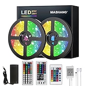 economico Controllo a distanza-luci di striscia a led rgb 5m 10m 15m 20m luci a led cambio colore flessibile smd con telecomando ir e adattatore 100-240v per casa camera da letto cucina tv luci posteriori decorazioni fai da te dc12v
