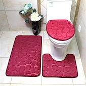 billiga 3PC Badrumsmatta set-3 st badmatta halkfria badrumsmattor, ultramjuk halkfri badmatta och absorberande badmattor, inkluderar u-formad konturmatta, toalettlocksöverdrag
