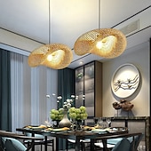 baratos Design de Lanterna-luz led pendnat lanterna de bambu design lustre retrô 40cm lustre iluminação de teto é aplicável à sala de estar quarto restaurante café bar restaurante clube