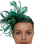 ieftine Fascinatoare și pălării-Palarioare Tul Kentucky Derby Cursă de cai cocktail Royal Astcot Retro Elegant Cu Pene Diadema Articole Pentru Cap