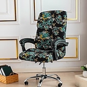 abordables Housse de fauteuil de bureau-Housse de chaise d&#039;ordinateur, housse de chaise de bureau extensible housse de siège de jeu rotative douce durable lavable