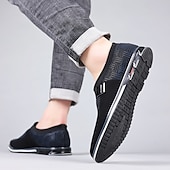 ieftine Saboți și Mocasini Bărbați-mocasini casual pentru bărbați – pantofi respirabili cu model negru și gri, cu cataramă metalică, confortabili și ușori pentru purtarea de zi cu zi