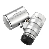 זול טווחי טווח וטלסקופים-1 pc 60x מיקרוסקופ כיס נייד תכשיטנים בהגדלה גבוהה זכוכית מגדלת זכוכית מגדלת תכשיטי זכוכית מגדלת המשמש לאימות שטרות עם אור