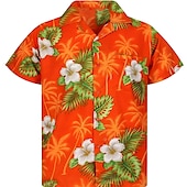 economico Stampa Floreale-Per uomo Floreale Pop art Fiori tropicali Camicia Camicia estiva Maglietta informale Manica corta Camicia Collo ripiegabile Di tendenza Streetwear Essenziale Informale Giornaliero Hawaiano Rosa Rosso