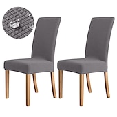 baratos Capa para Cadeira de Jantar-2 peças capa para cadeira de jantar cor de vinho, capa elástica repelente de água para assento de cadeira, elastano com protetor de fundo elástico para sala de jantar, cerimônia de casamento,