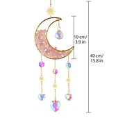 ieftine Prinzător de Vise-apărător de vise cu lună colorată atrăgător de soare de cristal clopoțel de vânt cadou realizat manual clopoțel de vânt ornament pentru agățat decor în aer liber