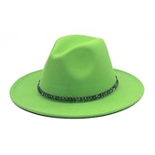 billige Ville vesten-Hatter Ull / Acryl Fedora Formell Bryllup cocktail Royal Astcot Enkel Klassisk Med Kjede Ren Farge Hodeplagg Hodeplagg