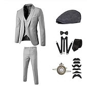 levne oblečení-Klasik Retro Řvoucí 20s Kalhoty Úbory Obleky a blejzry Gentleman Gangster Jednobarevné Pánské Výkon Párty Rande Nákrčník Vrchní deska Kalhoty Celý rok