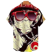 economico Stampa Vintage Retrò-Per uomo Tribale Totem Camicia Camicia hawaiana Camicia Aloha Maniche corte Camicia Collo ripiegabile Di tendenza Streetwear Originale Esterno Strada Informale Giallo Rosso Blu S M L