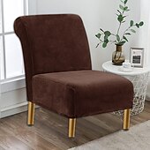 abordables Potah na křeslo a potah na křeslo-Housse de chaise d&#039;appoint sans accoudoirs en velours pour salon, housse de protection de chaise avec fond élastique, lavable en machine
