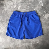 お買い得  男性用水泳パンツ-男性用 ショーツ ビーチショーツ 弾性巾着デザイン 平織り 履き心地よい 高通気性 膝丈 カジュアル 日常 ビーチ ファッション ストリートファッション ブラック ホワイト マイクロエラスティック