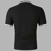 preiswerte Klassisches Poloshirt für Herren-Herren Poloshirt Golfhemd Strasse Casual Klassisch Kurzarm Modisch Basic Farbblock Taste Sommer Regular Fit Grasgrün Hellhimmelblau Schwarz Weiß Rosa Perlenrosa Poloshirt