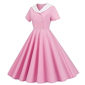 economico Vestiti-Retrò Vintage Anni 1950 Abito vintage Abito Swing Vestito Svasato Per donna Carnevale Mascherata Casual Quotidiano Addio al Nubilato Adulti Vestito Abiti per il ritorno