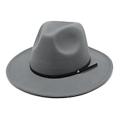 cheap Photobooth Props-Woolen Top Hat Jazz Hat Vintage Black Woolen Jazz Hat Flat Brim Cap