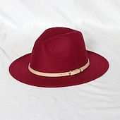 billige Partyhatter-Hatter Ull / Acryl Fedora Formell Bryllup cocktail Royal Astcot Enkel Med Ren Farge Hodeplagg Hodeplagg