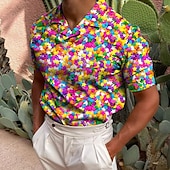 ieftine Polo imprimat pentru bărbați-Bărbați 3D Print Tricou POLO Cămașă de golf Manșon scurt Cămașă Răsfrânt Casual Zilnic Tipărire 3D Alb+Roșu Negru / Roșu Roz Îmbujorat Roșu-aprins Mov Deschis Imprimeu Buton în jos Îmbrăcăminte Mod