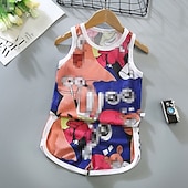 tanie Zestawy-2 elementy Brzdąc Dla chłopców Tank top i spodenki Strój Zwierzę Kreskówki Bez rękawów Bawełna Ustawić Na zewnątrz Moda Codzienny Lato Wiosna 3-7 lat Niebieski dinozaur Pióro Samochód