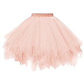 cheap Bottoms-1950s 1980s Rockabilly Short / Mini Petticoat Hoop Skirt Tutu Under Skirt Ballet Dancer Women&#039;s Carnival Costume Kings Day Halloween Carnival Performance Party Pride Parade Adults&#039; Skirt Spring