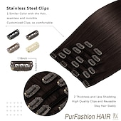 economico Extension con clip-clip nelle estensioni dei capelli purfashion marrone scuro 20 pollici 70g 7 pezzi spessi e lisci 100% remy clip nelle estensioni dei capelli capelli umani