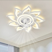 cheap Ceiling Fan Lights-LED Ceiling Fans Dimmable with Remote Contral Flower Design Flush Mount Ceiling Lamp Acrylic Lampshade Chandelier Bedroom Living Room