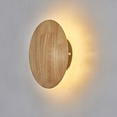 preiswerte Indoor-Wandleuchten-led wandleuchte schlafzimmer nachttischlampe rund design holz für wohnzimmer hintergrund wand modern flur balkon studie kreatives licht luxus wandleuchte