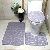 billiga 3PC Badrumsmatta set-3 st badmatta halkfria badrumsmattor, ultramjuk halkfri badmatta och absorberande badmattor, inkluderar u-formad konturmatta, toalettlocksöverdrag