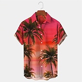 ieftine Plante tropicale-Bărbați Palmier Plante tropicale Cămașă Cămașă hawaiană Cămașă Aloha Mânecă scurtă Cămașă Răsfrânt Tropical Modă Hawaiană În aer liber Stradă Hawaiian Roșu-aprins Albastru piscină Portocaliu S M L