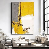 abordables Peintures Abstraites-Peinture à l&#039;huile à la main peint à la main art mural abstrait jaune décoration de la maison décor toile roulée sans cadre non étiré