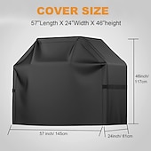 baratos Cozinha de acampamento-capa para grelha, capa para churrasqueira, à prova d&#039;água, resistente às intempéries, à prova de rasgos, anti-uv, resistente ao desbotamento, com alça ajustável, 57 polegadas, preto