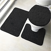 billiga 3PC Badrumsmatta set-3 st badmatta halkfria badrumsmattor, ultramjuk halkfri badmatta och absorberande badmattor, inkluderar u-formad konturmatta, toalettlocksöverdrag