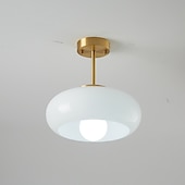 baratos Simplicidade Luminárias de Teto-luzes de teto vintage, lustre de vidro retrô, lustre de montagem embutida, jantar lustre de latão exclusivo