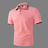 preiswerte Klassisches Poloshirt für Herren-Herren Poloshirt Golfhemd Strasse Casual Klassisch Kurzarm Modisch Basic Farbblock Taste Sommer Regular Fit Grasgrün Hellhimmelblau Schwarz Weiß Rosa Perlenrosa Poloshirt
