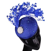 billiga Hattar och fascinators-fascinators hattar Huvudbonad Lin Formell Kentucky Derby Hästrace Damernas dag cocktail Elegant Mode Glam Med Fjäder Hårbonad Huvudbonader
