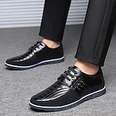 preiswerte Sneaker für Herren-Freizeit-Schnürschuhe aus Kunstleder für Herren – stylische blaue und schwarze Low-Top-Sneaker mit rutschfester Sohle für den Alltag und halbformelle Anlässe