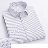 voordelige strijkvrije overhemden voor heren-Voor heren Overhemd Gestreept Bruiloft Toimisto &amp; ura Wit Licht Paars Licht Grijs Donker Grijs Lange mouw Strijkijzer Lente &amp; Herfst Kleding Afdrukken