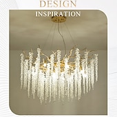 billige Lysekroner-led lysekroner moderne luksus, 23,6&quot;/31,2&quot; 8/12-lys gullkrystall for hjemmeinteriør kjøkken soverom jern kunst tregren lampe kreativ lampe lys varm hvit 110-240v