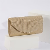 cheap Clutches &amp; Evening Bags-Women&#039;s Elegant Gold Glitter Evening Clutch Bag with Metal Accent - Perfect for Weddings, Parties, and Formal Events