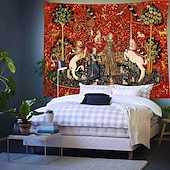 abordables Tapiz Medieval-Tapiz de Dama Medieval Pintura Tapiz de la Edad Media Arte de Pared Gran Tapiz Decoración Murales Fotografía Fondo Manta Cortina Decoración para el Hogar Dormitorio Sala de Estar