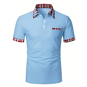billige Klassisk poloskjorte for menn-Herre POLO T-skjorte Golf skjorte Avslappet Daglig Polokrage Klassisk Kortermet Lettvekt Ruter Lapper Alle årstider Normal Lyseblå Svart Hvit Rød Navyblå Lysegrå POLO T-skjorte
