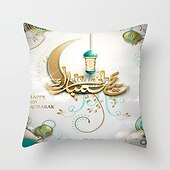 billiga Kuddfodral för semester-ramadan kareem kuddfodral eid mubarak 1 st mjukt dekorativt fyrkantigt kuddfodral örngott för sovrum vardagsrum soffa soffstol maskintvättbar